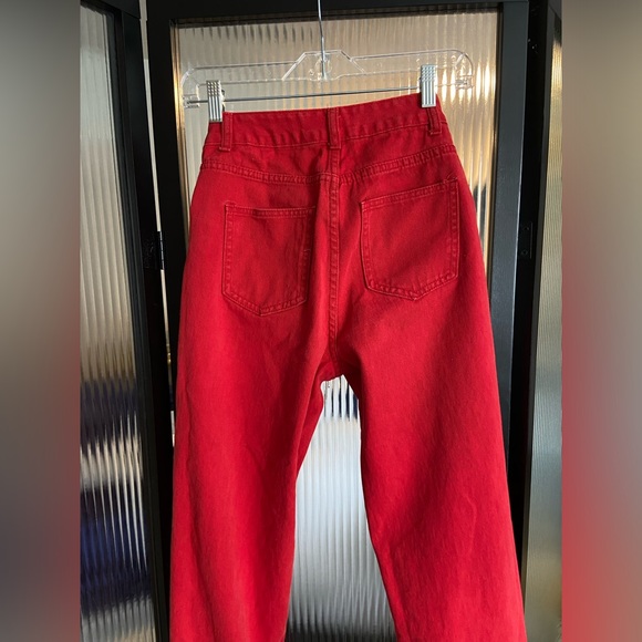 Red denim lace up jeans - Picture 3 of 3